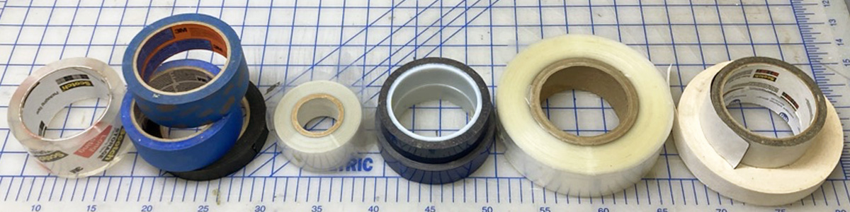 tapes for composites: packing, masking, shrink, flashbreaker, mylar pull tape/non-shrink, and double-stick!